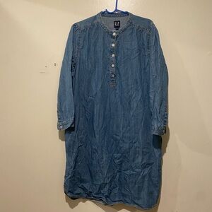 GAP Denim Collarless Button Jacket - Light Blue